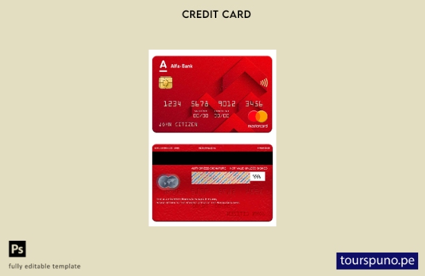 listo para imprimir plantilla de mastercard del banco Alfa de Rusia